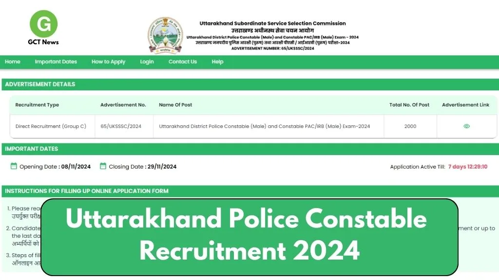 Uttarakhand Police Constable Recruitment 2024